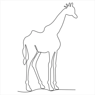 Giraffe Animal "One-Line Giraffe Sketch: A Minimalist Approach to Bold and Recognizable Wildlife Forms"