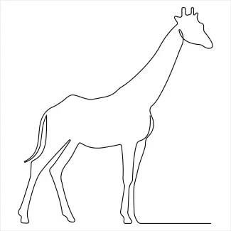 Giraffe Animal "One-Line Giraffe Drawing: A Minimalist Approach to Tall Wildlife Forms"