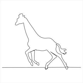 Giraffe Animal "One-Line Giraffe Sketch: A Minimalist Study of Poised and Iconic Wildlife Shapes"