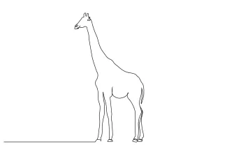 Giraffe Wildlife "Minimalist Giraffe Drawing: A One-Line Approach to Iconic Wildlife Shapes"
