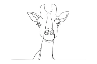 Giraffe Head One-Line Drawing of a Giraffe Head: Simple and Recognizable Animal Face Art