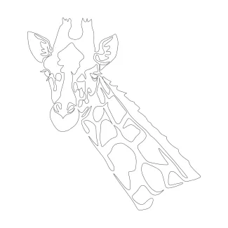 Giraffe Head "Minimalist Giraffe Head Drawing: A One-Line Study of Distinctive Wildlife Features"