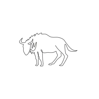 Dashing Wildebeest Gnu One Line Running Gnu Drawing: Simple Way to Study Motion and Form