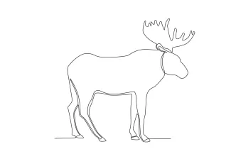 Moose Easy One-Line Moose Drawing: Practice Drawing Large Antlered Animals