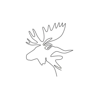 Sturdy Moose Head One Line Strong Moose Head Drawing: Practice Wildlife Art with Confidence