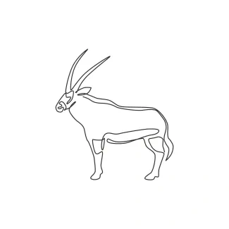 Stout Oryx Large African Antelope One Line Oryx Drawing: Practice Bold Horn Shapes with a Simple Line