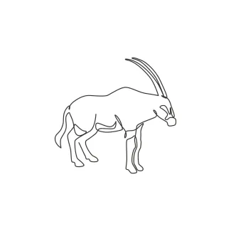 Dashing Oryx Antelope One Line Running Oryx Drawing: Capture Movement with Simple Antelope Shapes