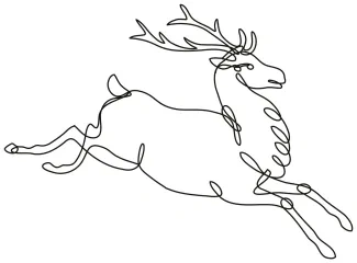 Red Deer Stag Jumping One Line Jumping Red Deer Drawing: Explore Motion and Wildlife Anatomy