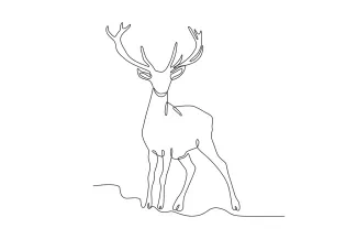 Stag Standing One-Line Standing Stag Drawing: Practice Strength and Animal Shape with Ease