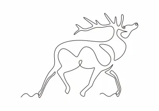 Reindeer One Line Reindeer Drawing: Learn Animal Shapes Through Simple Outlines