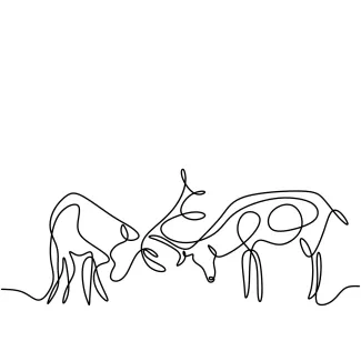 One Line Two Reindeer Drawing: Practice Balance and Shape in a Simple Sketch