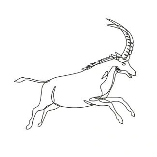 Black Sable Antelope Jumping One Line Jumping Antelope Drawing: Practice Motion and Animal Shapes
