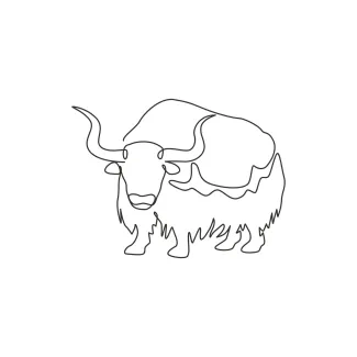 Gallant Yak One Line Yak Drawing: Strong and Calm Animal Shapes for Practice