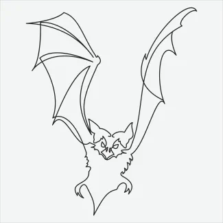 Bat "One Line Bat Art: Depicting an Iconic Winged Mammal with Minimalist Style"