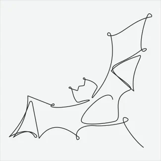 "Continuous Line Bat Sketch: Illustrating a Dynamic and Mysterious Creature"