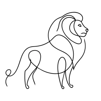 Lion Simple One Line Lion Drawing: Learn to Draw a Strong Animal with One Connected Line