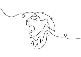 Lion One Line Lion Drawing Idea for Kids and Beginners to Learn Bold Animal Shapes