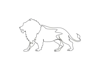 Easy One-Line Lion Drawing: Minimalist Wild Cat Practice