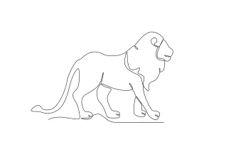 Lion Forest Walking One Line Walking Lion Drawing: Practice Motion and Animal Forms with Simple Lines