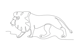Lion Walking "Continuous Line Lion Walking: A Simple and Majestic Art Exercise"