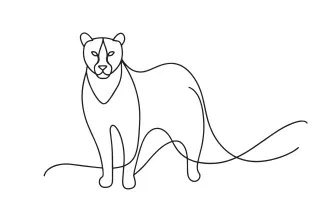 Panther Panther One Line Drawing: Easy Jungle Cat Practice with One Line