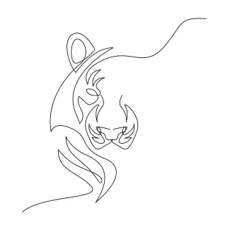 Tiger Line Art: Minimalist Wild Cat for Creative Practice