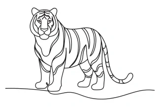 Tiger One Line Tiger Drawing: Learn Big Cat Shapes with Simple Techniques