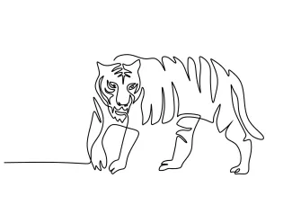 Tiger "One-Line Art Tiger: Expressing Power and Mystery Through Simple Drawing"