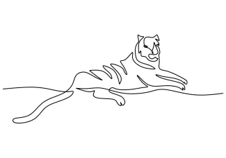 Tiger "Continuous Line Tiger: Drawing a Majestic Predator with Minimalism"