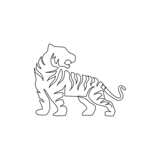 Tiger Simple One-Line Tiger Art for Beginners and Kids