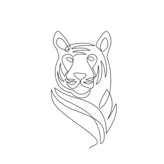 Simple Tiger Drawing in One Line: Strong and Elegant Cat