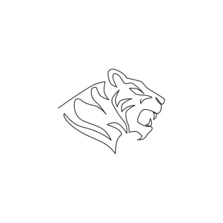 Tiger Head One-Line Tiger Head Drawing: Easy Art Activity to Learn Animal Shapes
