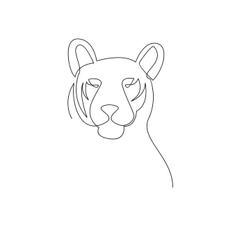 Tiger Hunter in One Line: Focused and Fierce Wild Cat Drawing