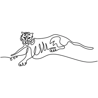 Jumping Tiger in One Line: Bold Motion with Simple Lines