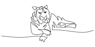 Relaxing Tiger in One Line: Smooth Animal Art Practice