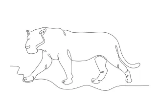 Tiger Walking Forest "Minimalist One Line Tiger in the Forest: Learn to Sketch a Majestic Stride"