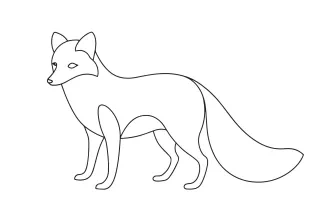 Arctic Fox Arctic Fox One Line Drawing: Simple Art for Snowy Animal Shapes