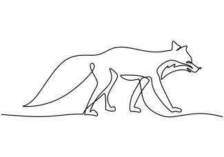 Fox Draw a Fox with One Line: Simple Animal Art for Practice and Play