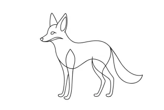 Jackal Jackal One Line Drawing: Easy Way to Learn Wild Canine Shapes