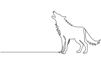 "Minimalist Dangerous Wolf Drawing: Capturing a Fierce Predator with One Line Art"