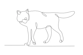 Female Wolf Watches Prey "One Line Female Wolf Focused on Prey: Learning Animal Form in Minimalist Drawing"