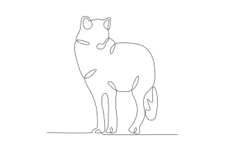 Female Wolf Watches Prey "Continuous Line Female Wolf Observing Prey: An Accessible Art Exercise for Wildlife Drawing"