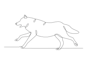 "Continuous Line Male Wolf Running: A Simple Technique to Illustrate Speed and Strength"
