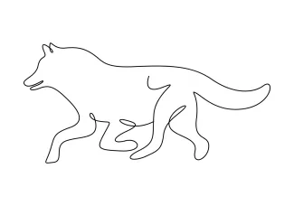 Wolf One Line Wolf Drawing: Wild Animal Practice for Kids and Beginners