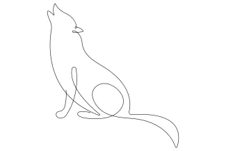 Wolf "Minimalist Wolf Drawing: Expressing Majesty and Motion in One Line Art"