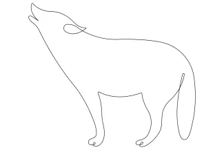 "Continuous Line Wolf Sketch: Expressing Poise and Energy with Minimalist Style"