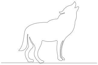 Wolf One Line Wolf Drawing: Simple Art to Learn the Shape of a Wild Animal