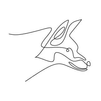 "One Line Wolf Sketch: Expressing Strength and Poise with Minimalist Techniques"