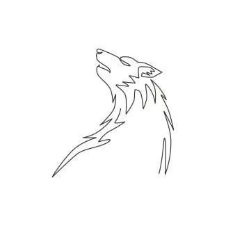 Wolf Drawing Wolves with One Line: Simple Practice for Learning Animal Shapes
