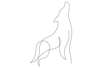 Wolf "Minimalist Wolf Illustration: Depicting a Powerful Predator with One Line Art"